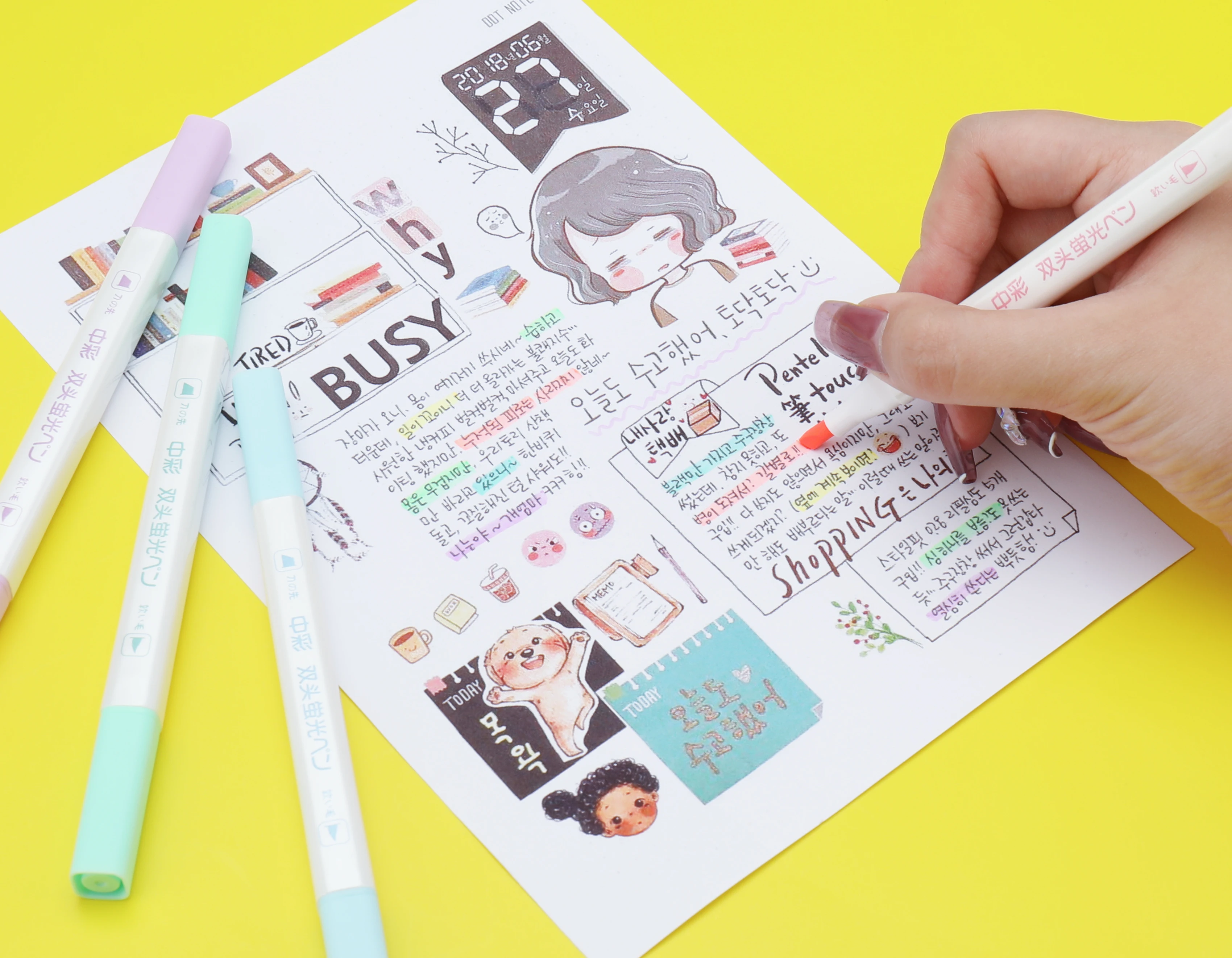 Manufacture 831-6 Fancy multi assorted 6 colors highlighters colored color pen