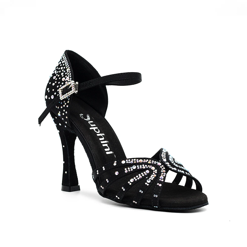 Suphini Latest Starry Crystal Flare Heel dance women social heels salsa shoes latin dancing shoes
