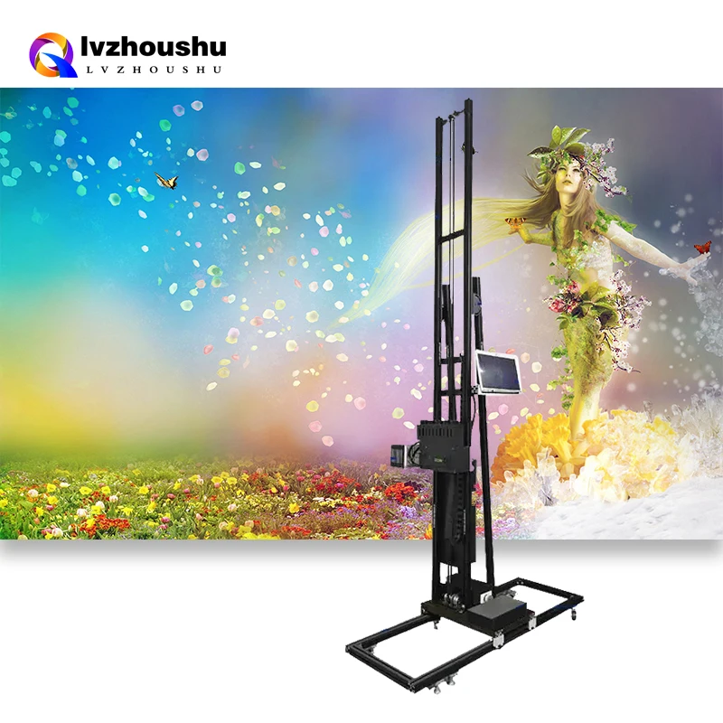 3D Background Wall Painting Printer Wheel Rail All in One UV Wall Printing Machine 3D Vertical Wall Printer