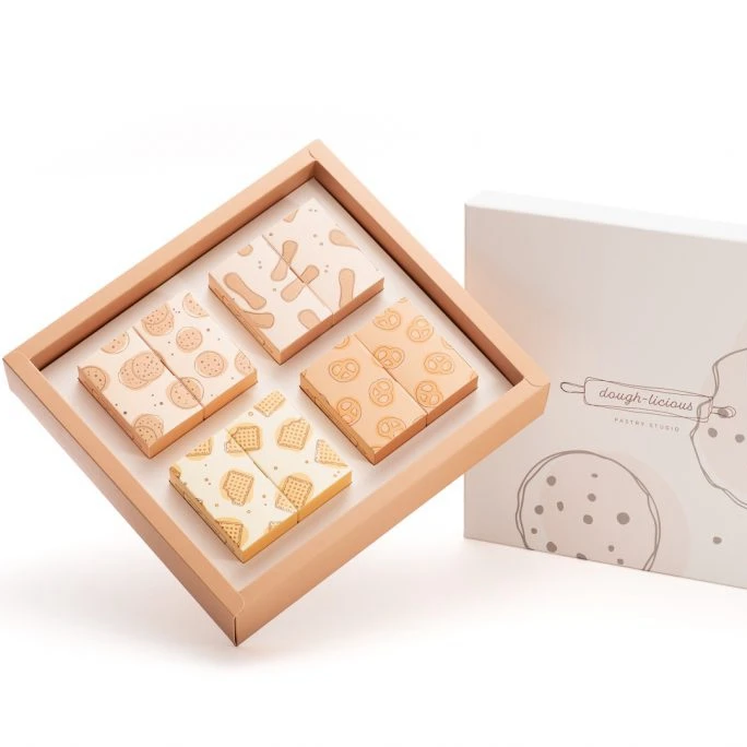 Custom Logo Lid and Base Chocolate Gift Packaging Two Piece Premium Cookie Folding Box with Insert