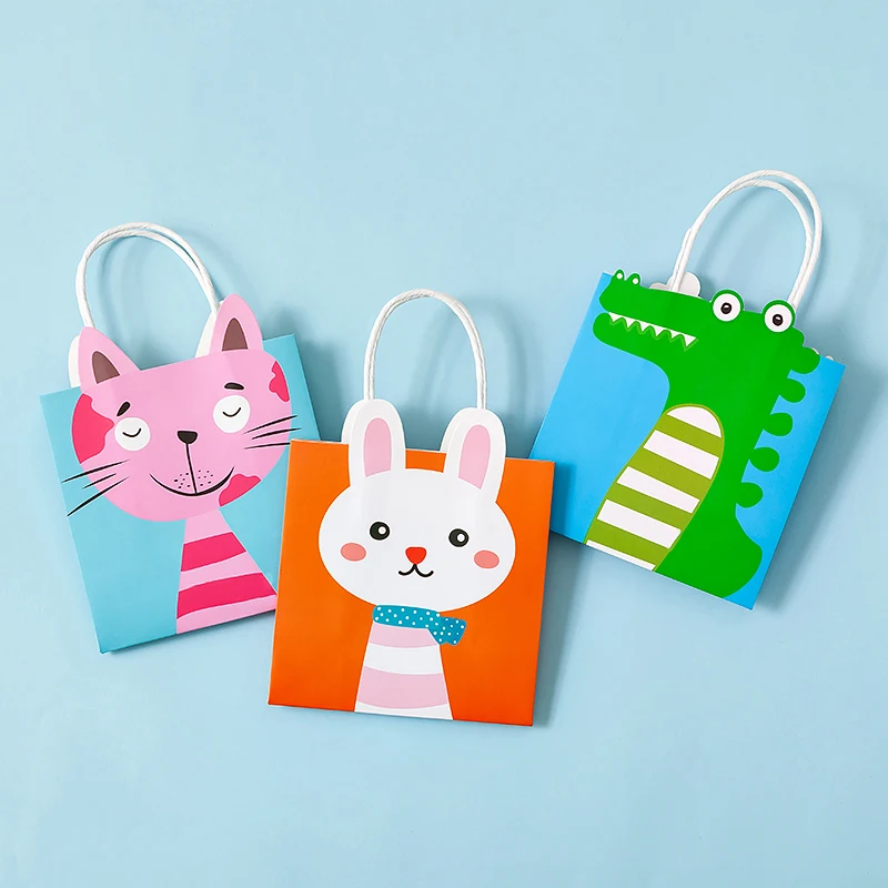 Fancy Personalized Small Size Eco Friendly Colored Printed Cute Kids Gift Packaging Paper Bag With Handles