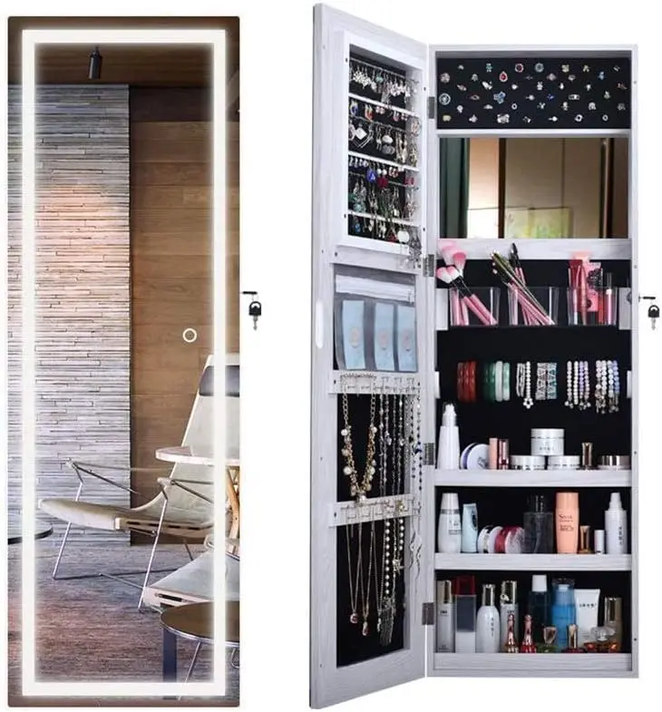 Full-Length Mirror,Bedroom Mirror,Dressing Floor Modern Black Mirrored Dressing Table