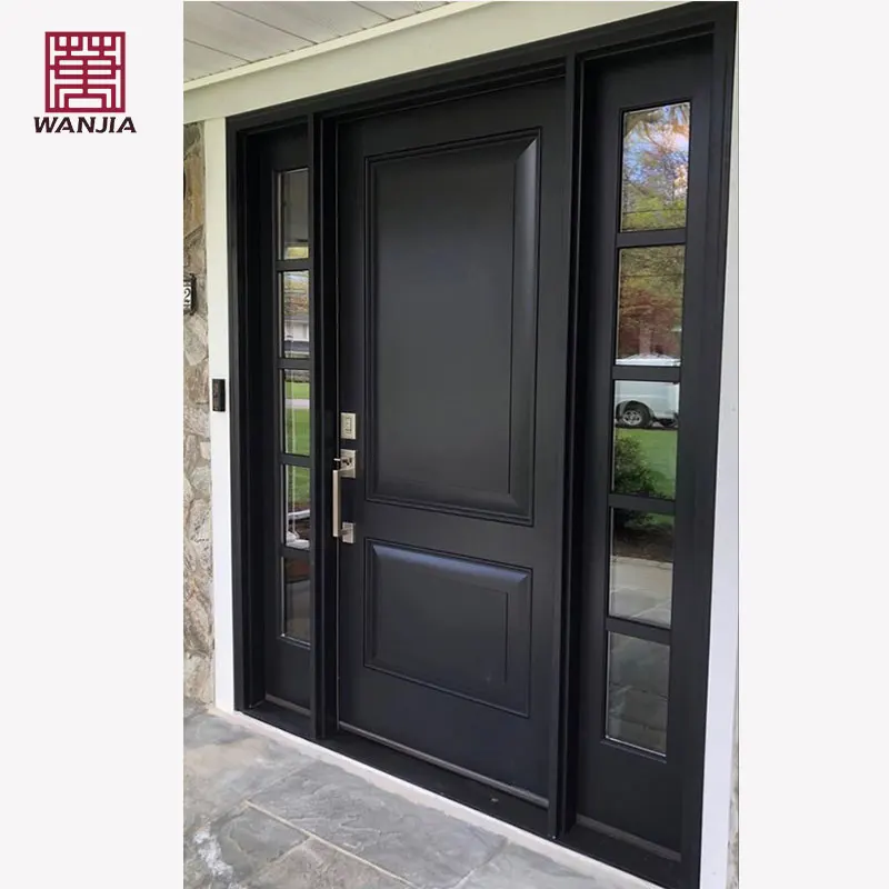 WANJIA Customized OEM ODM Latest Design Modern Wood Entry Door Paint Colors Solid Wood Front Door