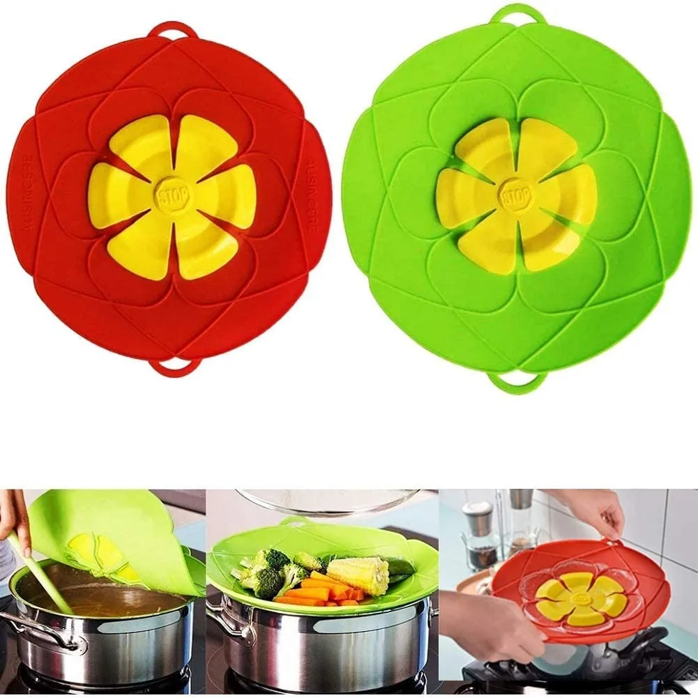 Silicone Spill Stopper Lid Cover And Spill Stopper Multi-Function Silicone Spill Stopper Pot Pan Lid