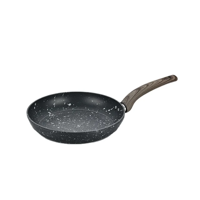 Forged Aluminum Granite Non Stick Frying Pan With Bakelite Wood Granite Handle Induction Saute Pan