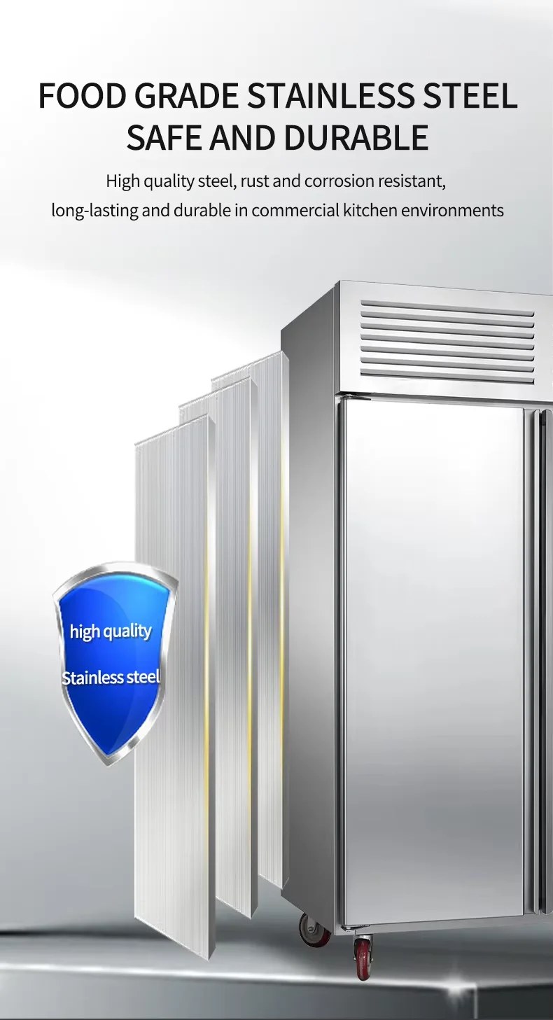 Double-Temperature 1500L Upright Freezer 304 Stainless Steel Commercial Upright Six Door Chiller Refrigerator