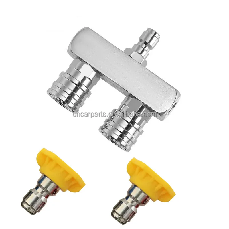 New design 5000 PSI  Stainless steel double head dual 2 in 1 high pressure washer nozzle  for car washing replacement spray tip