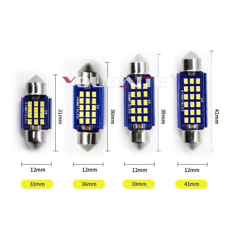 High Brightness Car Interior Light Bulbs / Car Interior Dome Led Lights 12V Festoon 2016-12smd Canbus Reading Light