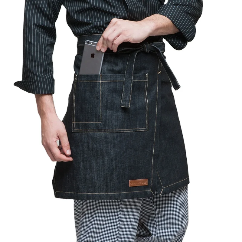 CHECKEDOUT RTS aprons kitchen chef barista custom logo mens bbq bar denim apron