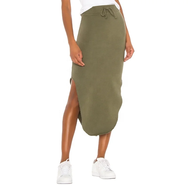 Женская юбка, французская махровая ткань из 100% хлопка, Женская пикантная юбка миди