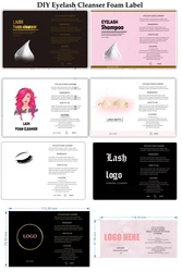 30ml 50ml 60ml DIY Editable Lash Cleanser Label Templates Lash Foam Labels Sticker