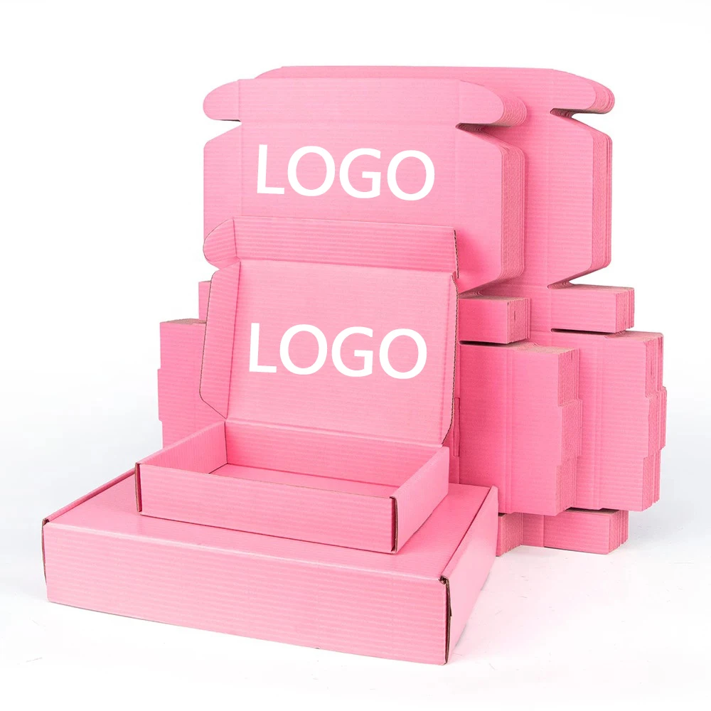 Custom Logo Pink Shipping Boxes for Small Business Small Corrugated Mailer Cardboard Boxes for Packaging Gift Boxes