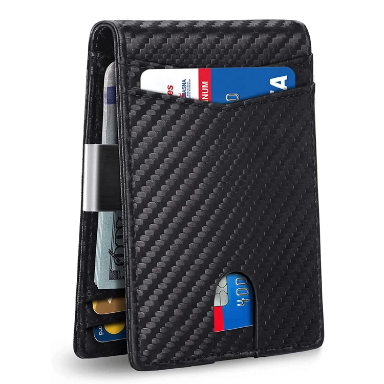 Роскошные мужские кошельки RFID -Blocking Tdollar с застежкой на шею, ультра-углеродное волокно, кошелек