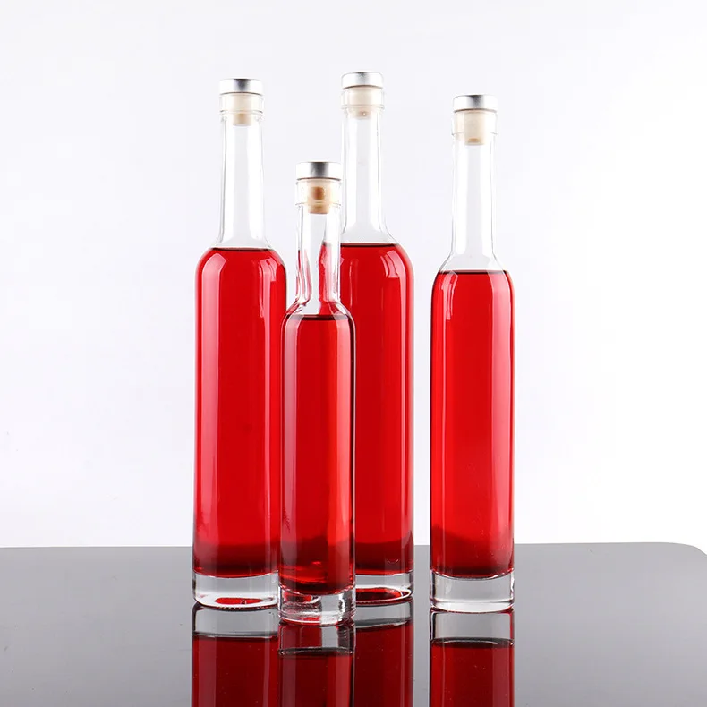 200ml 375ml 500ml 750ml long neck glass wine bottle clear white ice wine bottle with cork