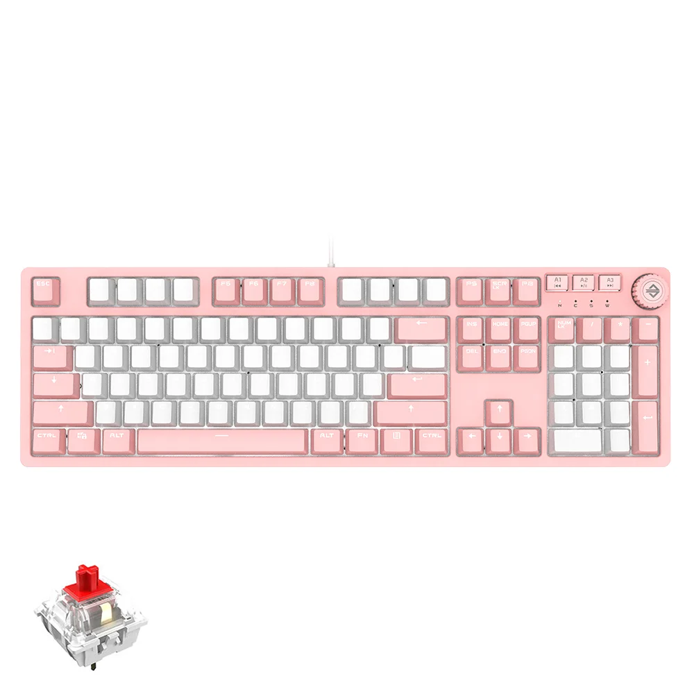 AJAZZ AK515 104 Keys Wired Mechanical Gaming Keyboard  PBT Backlight Keycap Red Switch Multimedia keyboard