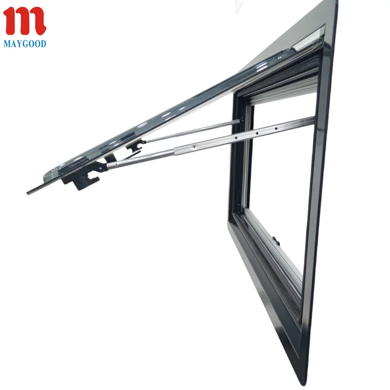 MG 16RW Customized professional black aluminum outer frame and white ABS inner 700X800mm caravan window