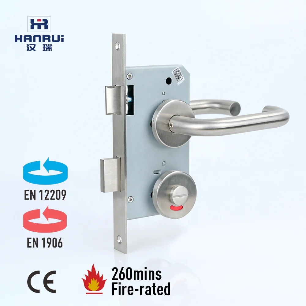 78mm Center distance Euro fireproof door lock Bathroom Mortise lock with Din 18251