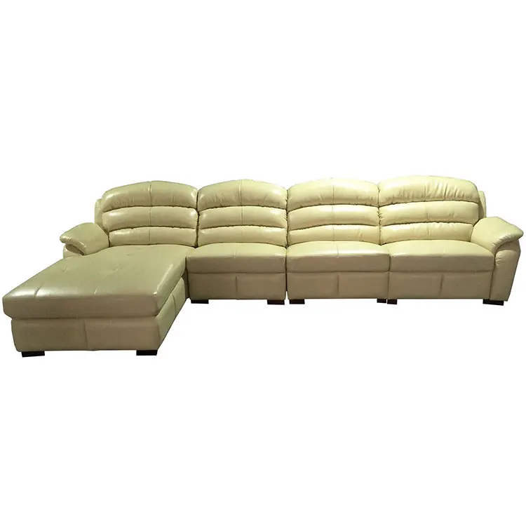 Modern soft back cushion comfortable genuine leather sofa for living room furniture set (A18)