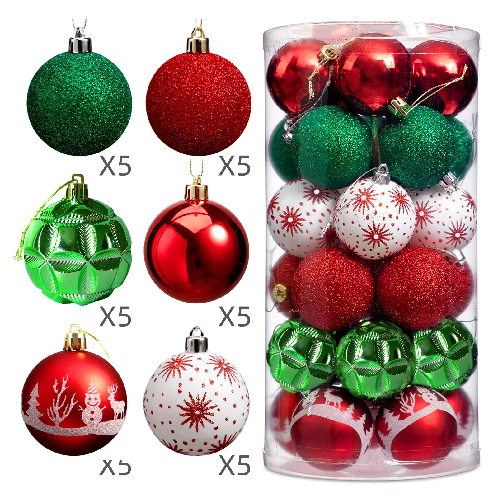 Factory Wholesale Christmas Decoration Xmas Ornament Plastic Shatterproof Decorative Round Christmas Ball