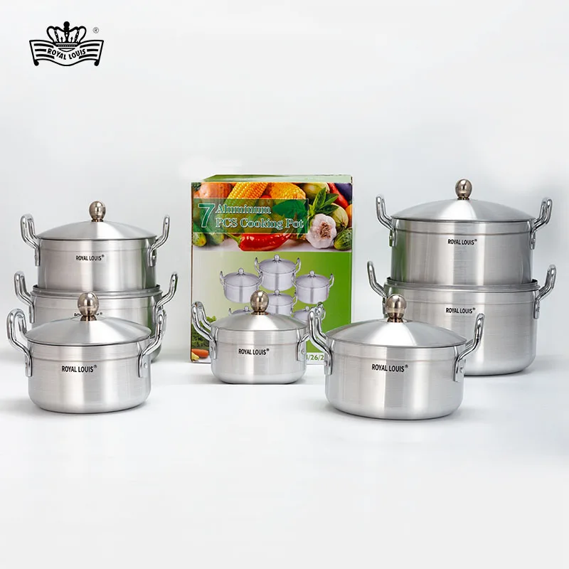 African Style Aluminium Alloy Cooking Pot Hot Selling 7pcs Aluminum Pots Set Kitchen Utensil Cookware Sets