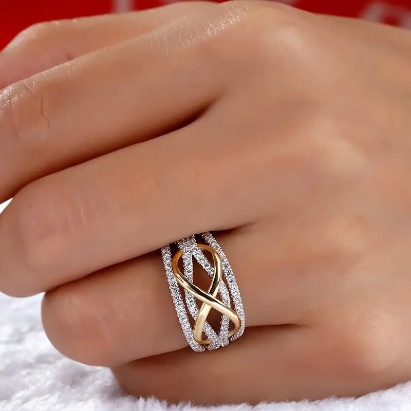 Dropshipping Discount Jewelry Rings Woman Plated Silver Infinitiy Gold Ring