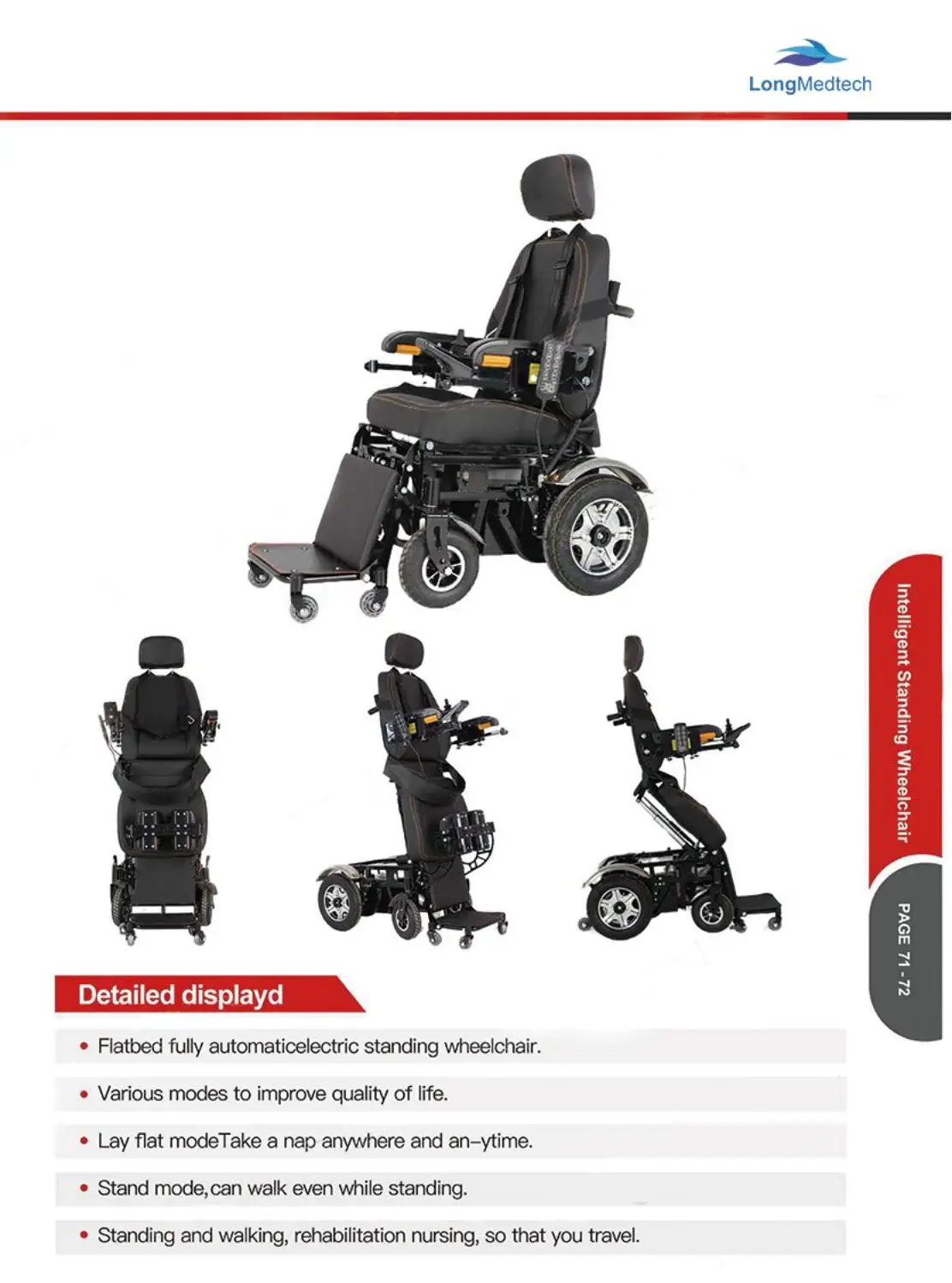 Standing Up Walking Assist Wheelchair High-Power Differential Motor Automatic Wheelchair