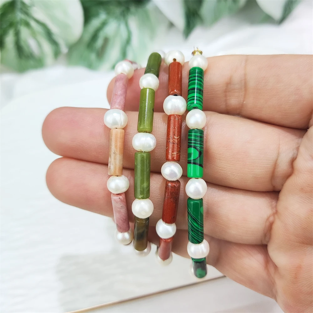 Women Fashion Jewelry Natural Crystal Amethyst Obsidian Turquoise Gemstone Beaded Bracelet Freshwater Pearl Bracelet For Gifts