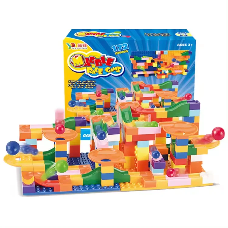 Toys for kids educational 2024 2 in 1 Puzzle Slide Maze Ball Game Building Blocks DIY Run Brick Toys Set for Kids