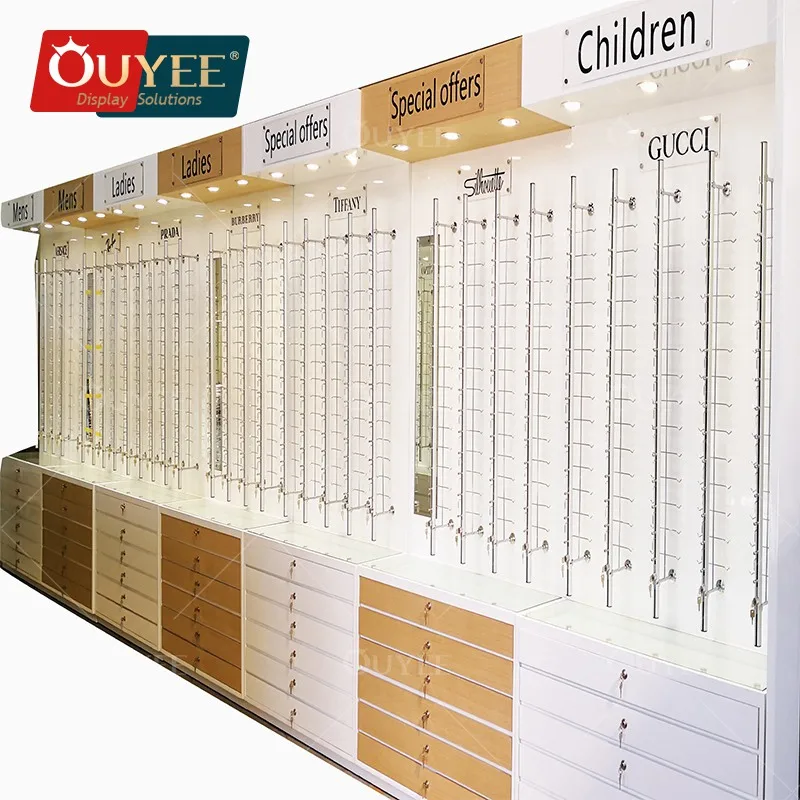 Retail Store Fixture Glass Shop Locking Eyewear Showcase Sunglasses Display Rack Optical Frames Display Stand