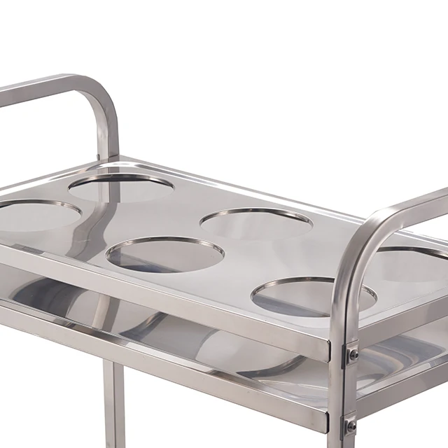 
Factory Stainless Steel Hotel Kitchen Equipment Maid Drink Trolley Cart Bar 