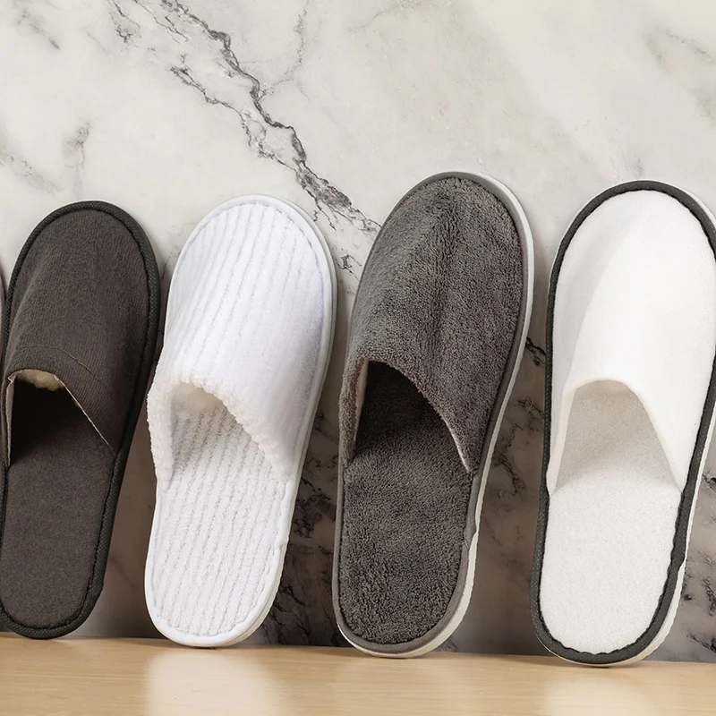 Disposable amenities Non-Slip premium spa terry home slippers guest spa kits slippers