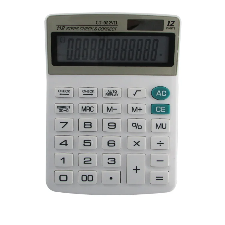 Office Supplies 12-Digits 112 Steps Check Correct Electronic Dual Power Desktop Calculator