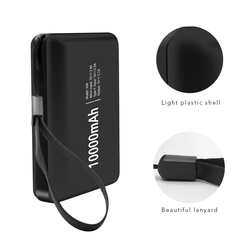 Corporate gifts 2020 mini powerbank micro usb and type c input 10000 mAh power bank for all smartphones