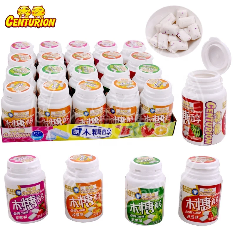 Wholesale custom private label bottle packing fruity flavor xylitol energy chewing bubble gum