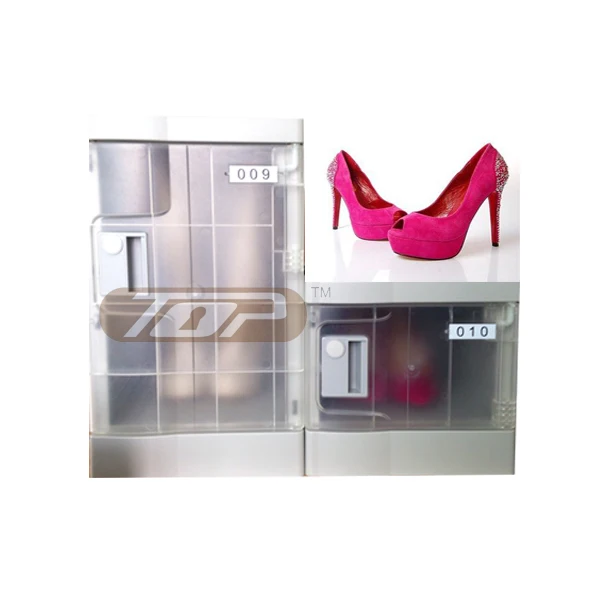 transparent mini small abs plastic automatic home safety shoe box locker