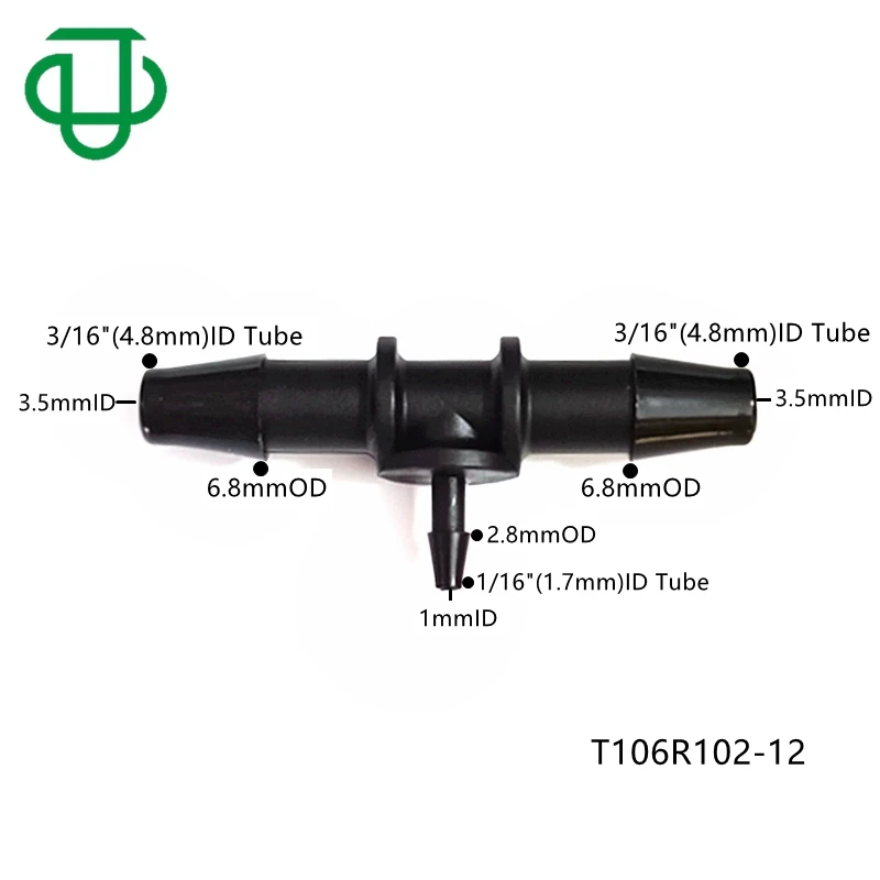 6-4-6mm T Shape 3 Way Pipe Joint Tube Fitting Plastic Medical Hose Barbed Tee Reducing Tube Connector