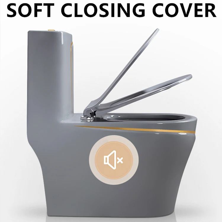  Grey Gold Bathroom Ceramic Washdown Toilets One Piece WC P-trap/S-trap Colored Gray Toilet
