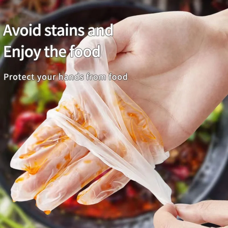 Powder Free 100 pcs Hybrid 1.2g PE Gloves Disposable TPE Gloves for Food Store Food Handling