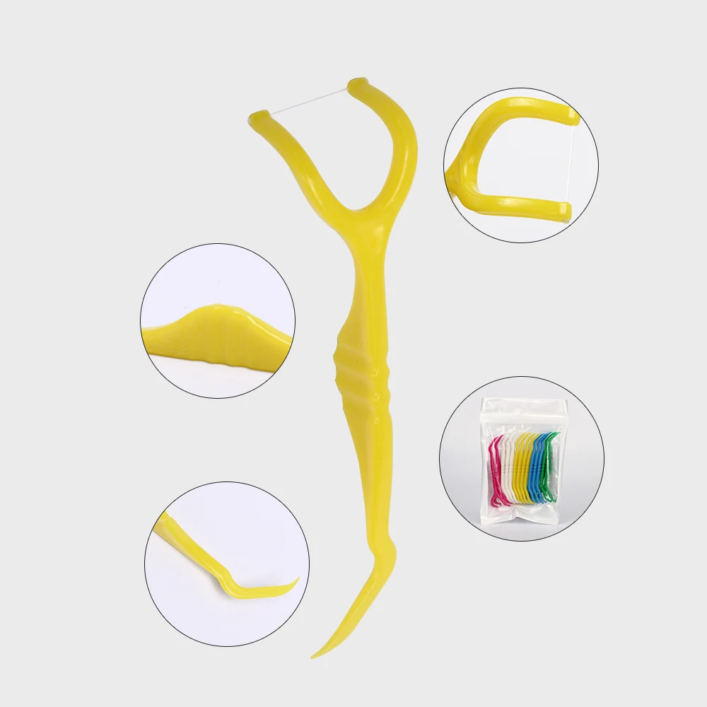 Cheap Good Travel Flosspick Hotel Toothpick with Mint Flavor Dental Floss for Teeth Cleaning Made of Nylon Plastic Silk