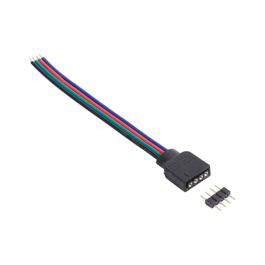24V Led Strip Light 4 Pins RGB Connector plug power Splitter Cable 4pin needle female Connector wire 22AWG