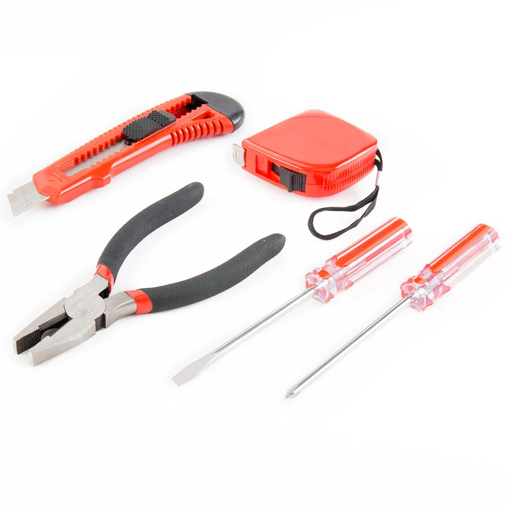 5pcs combination plier screwdriver knife measuring tape household mini hand tools set (1600366873841)