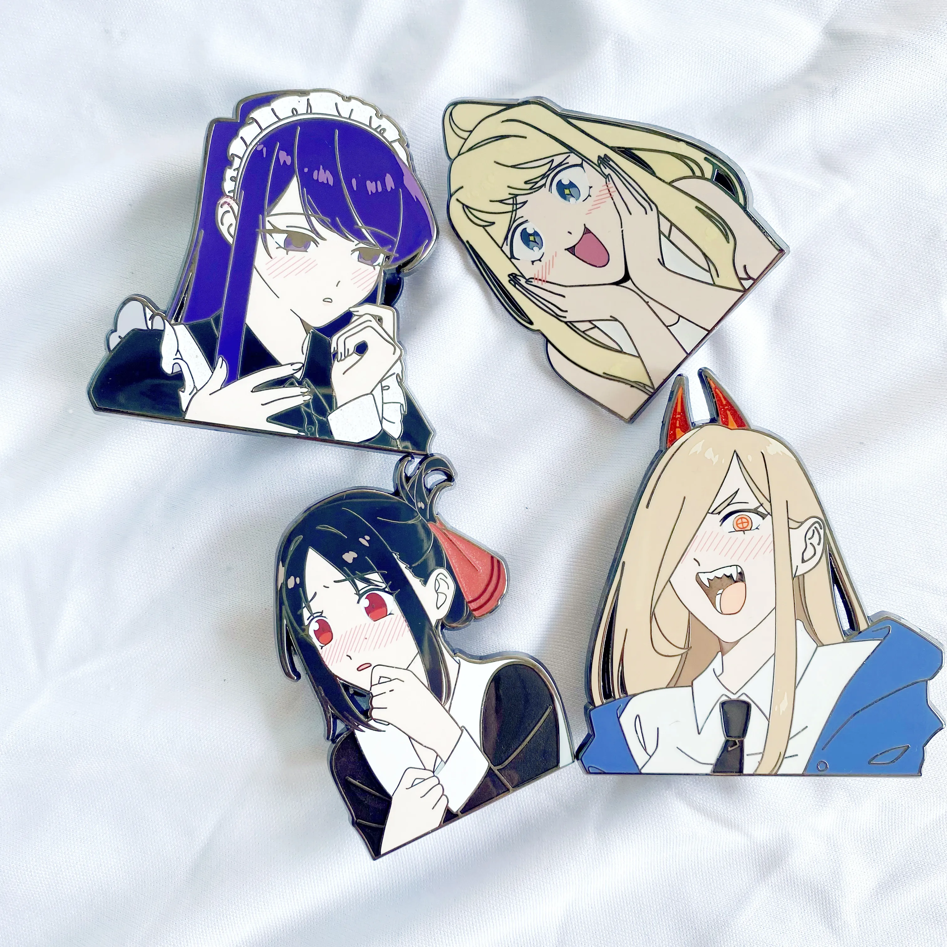 Hot Sale Designs Gold Plated Metal Crafts With Transparent Sandblast And Rainbow Glitter A Series Anime Lapel Pins