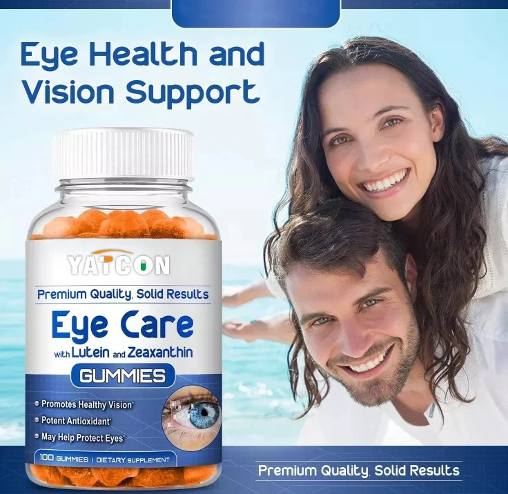 OEM ODM Personal Label Vitamin Eye Supplement With Vitamin C Elderberry And Zinc Zeaxanthin Lutein Eye Ball Shape Gummy CanOdy