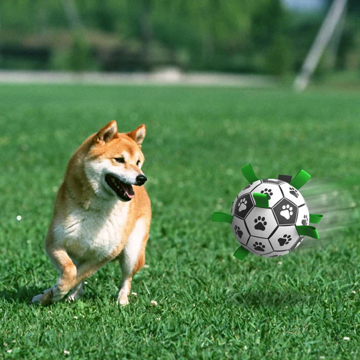Interactive Large Dogs Football Toy Pet Football Dog Toys with Grab Tabs Outdoor Training Soccer Pet Bite Chew Balls
