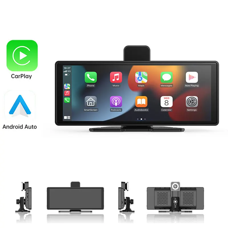 Portable 10.26-inch car DVD player for iPhone wireless Carplay Android auto global positioning system recorder car camera