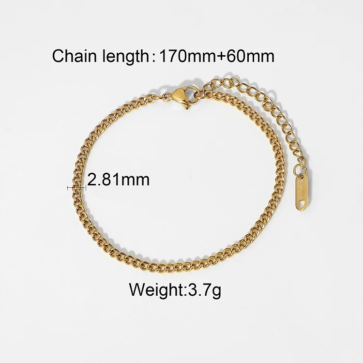 Non tarnish Stainless Steel 18k Gold Plated Women Men Chunky Cuban Rope Chain Link Bracelet Design Jewelry