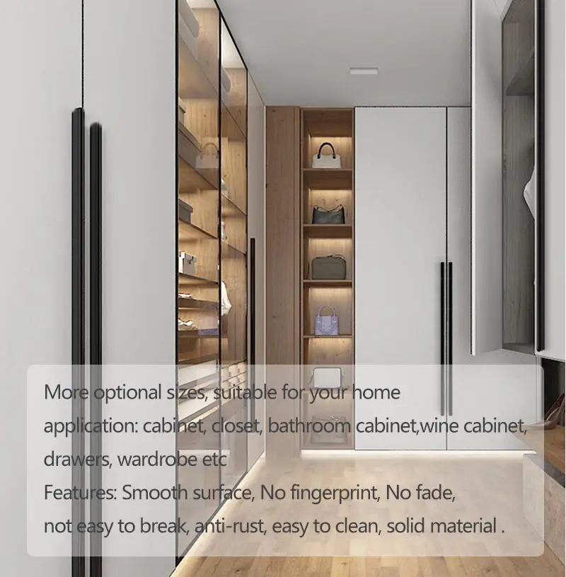 Furniture Hardware Cupboard T Bar Cabinet Door Aluminum Profile Pulls Modern Brushed Gold Black Knobs Kitchen Drawer Handles