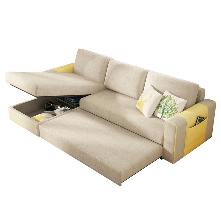 Modern Recliner fabric Sofa Functional   and bed Corner Sofa Bed L Shape with Storage  in living room sofas
