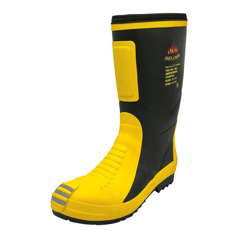 High Quality Safety Steel toe and steel sole Neoprene&Natural rubber Reflective Fire Resistant Firefighting boots for men