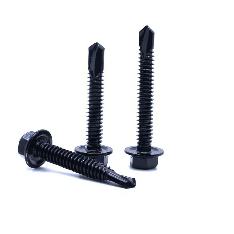 High quality 410 Stainless Steel Hex Self-Drilling Screws Electrophoretic Bright Black Finish